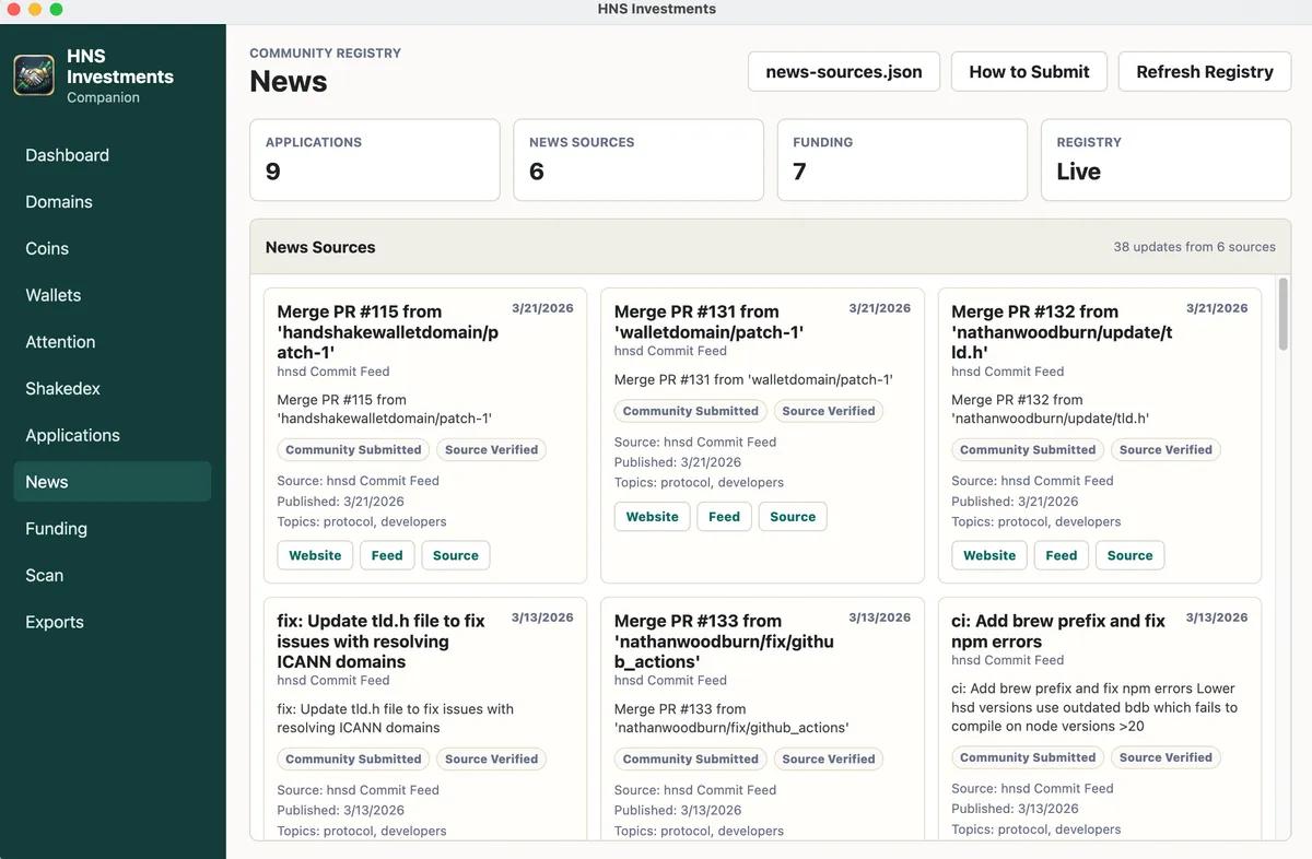 Handshake News Screen